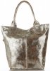 Kožené kabelka shopper bag Vittoria Gotti stříbrná V6141